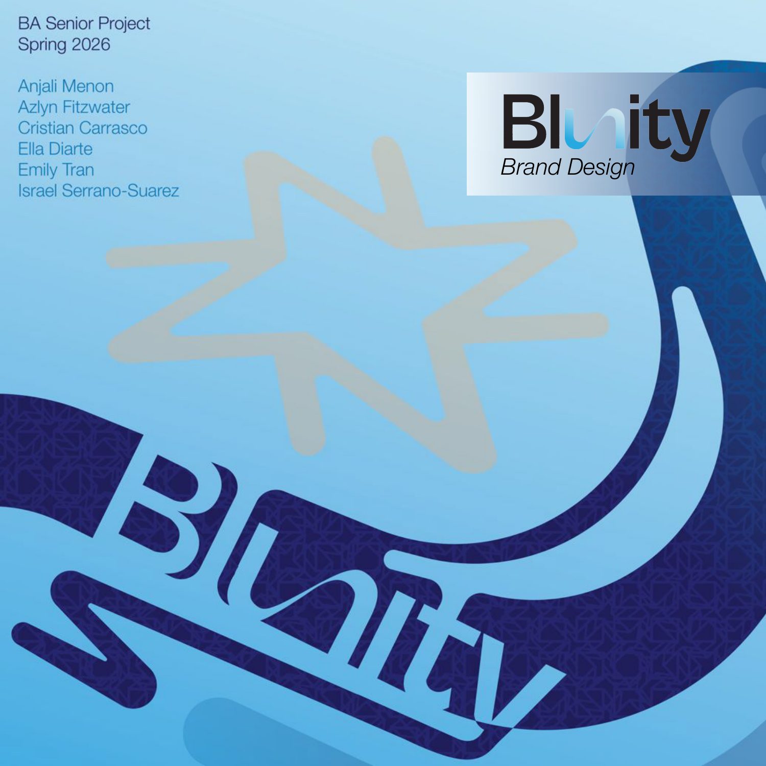 Blunity brand identity cover — blue ripple wordmark