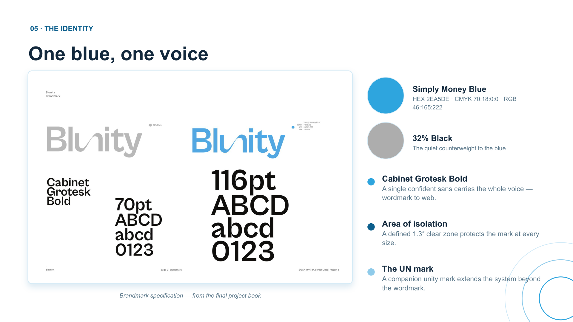 Blunity brand identity — color, typography, and mark specifications